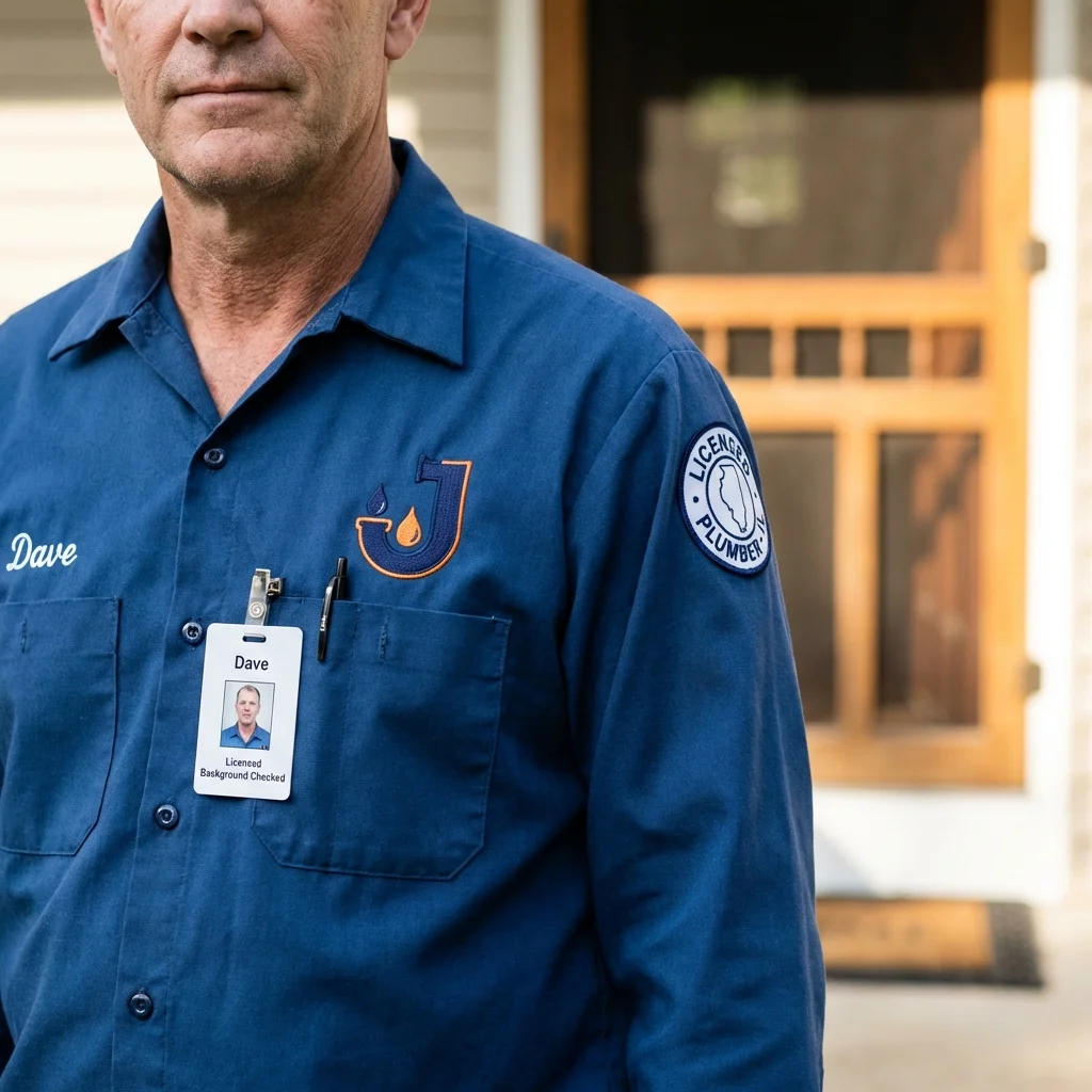 Licensed plumber showing ID badge in Glen Lyon, PA